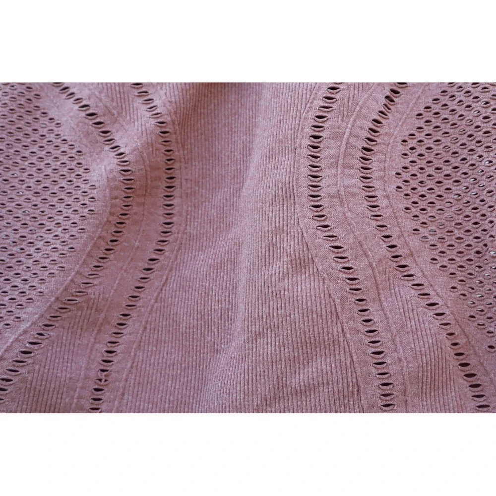 Alo Yoga Siren Tank Top Dusty Rose Pink Ribbed Pointelle Laser Cut NWT SIZE S